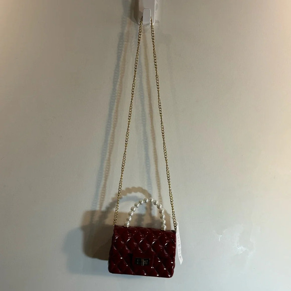 EMPERIA Jelly Quilted Look Mini Crossbody Bag in Deep Burgundy NEW WITH TAGS - Picture 2 of 15